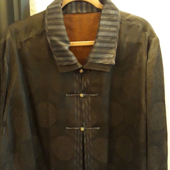 NEW Earthen Silk Lightweight Brown Pattern Jacket - Picture 1 of 7